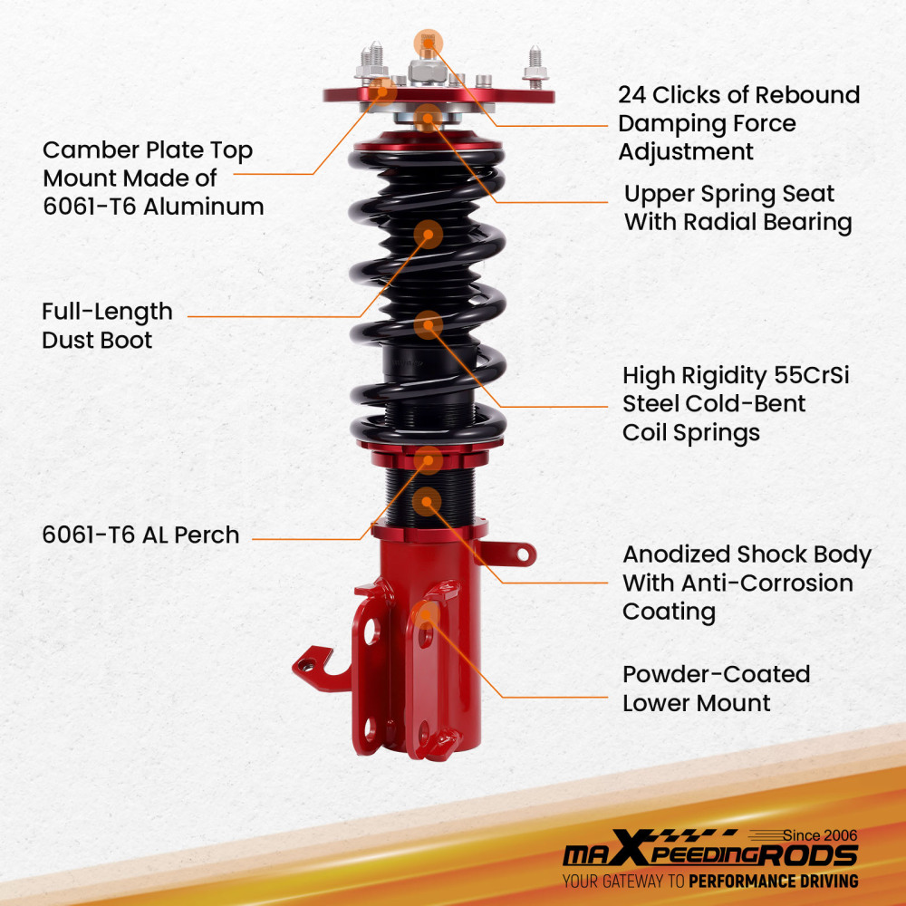 Compatible for Toyota Corolla 88-99 E90 E100 E110 AE92-AE111 Adjustable Damper Coilovers Lowering Kit