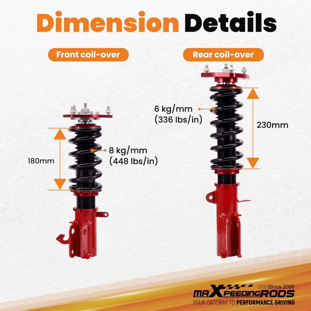 Compatible for Toyota Corolla 88-99 E90 E100 E110 AE92-AE111 Adjustable Damper Coilovers Lowering Kit