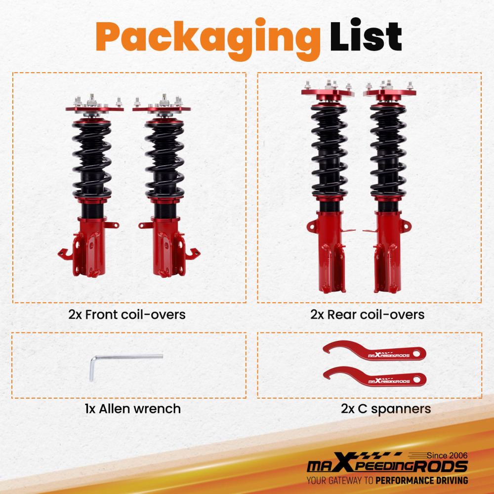 Compatible for Toyota Corolla 88-99 E90 E100 E110 AE92-AE111 Adjustable Damper Coilovers Lowering Kit