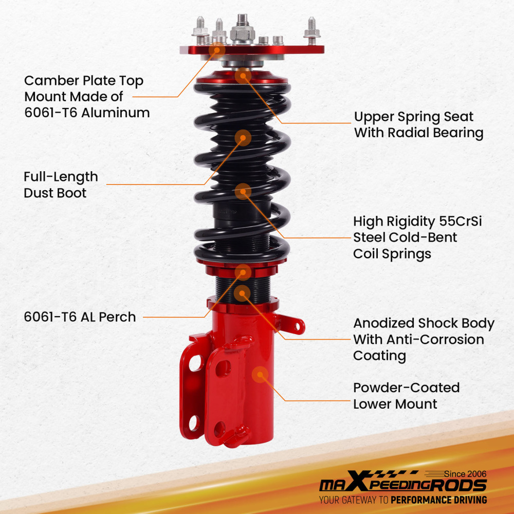 4x Sospensione Kit Ammortizzatori Coilover compatibile per Toyota Corolla E90 E10 E11 87-00 Lowering Kit