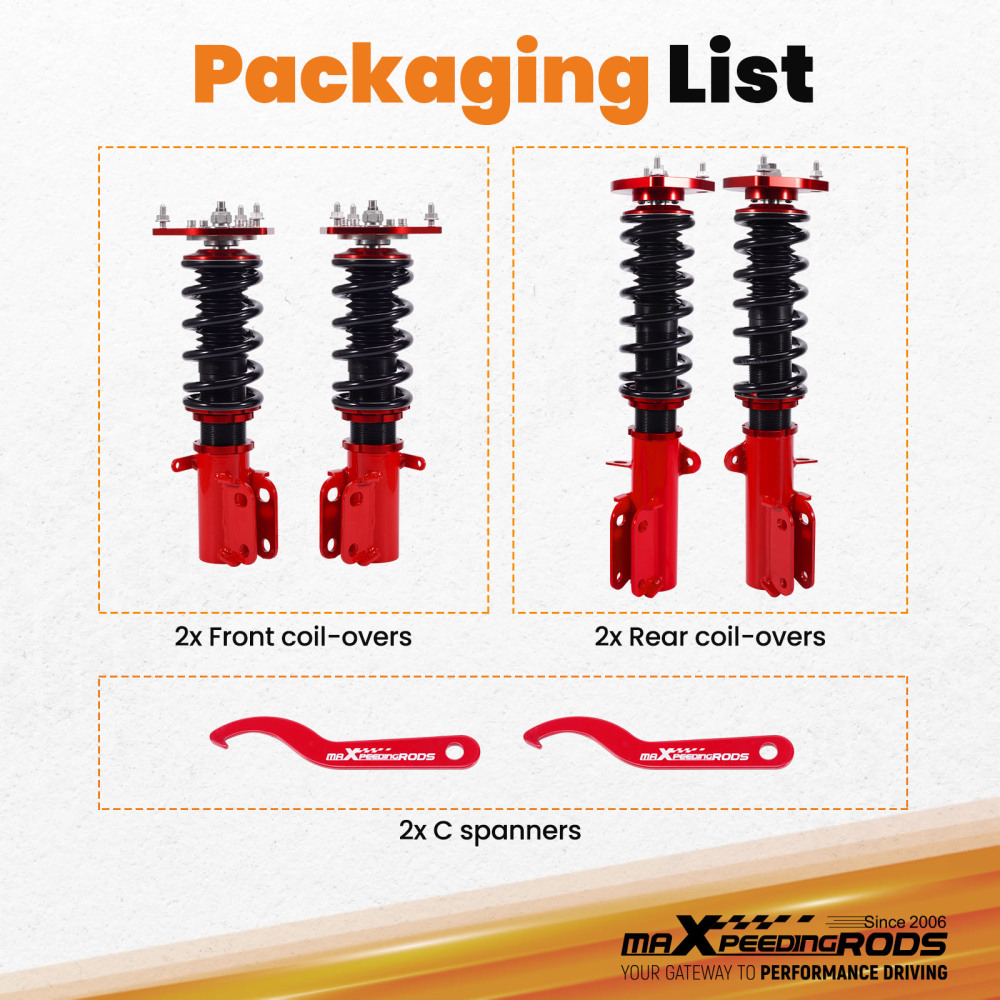 4x Sospensione Kit Ammortizzatori Coilover compatibile per Toyota Corolla E90 E10 E11 87-00 Lowering Kit