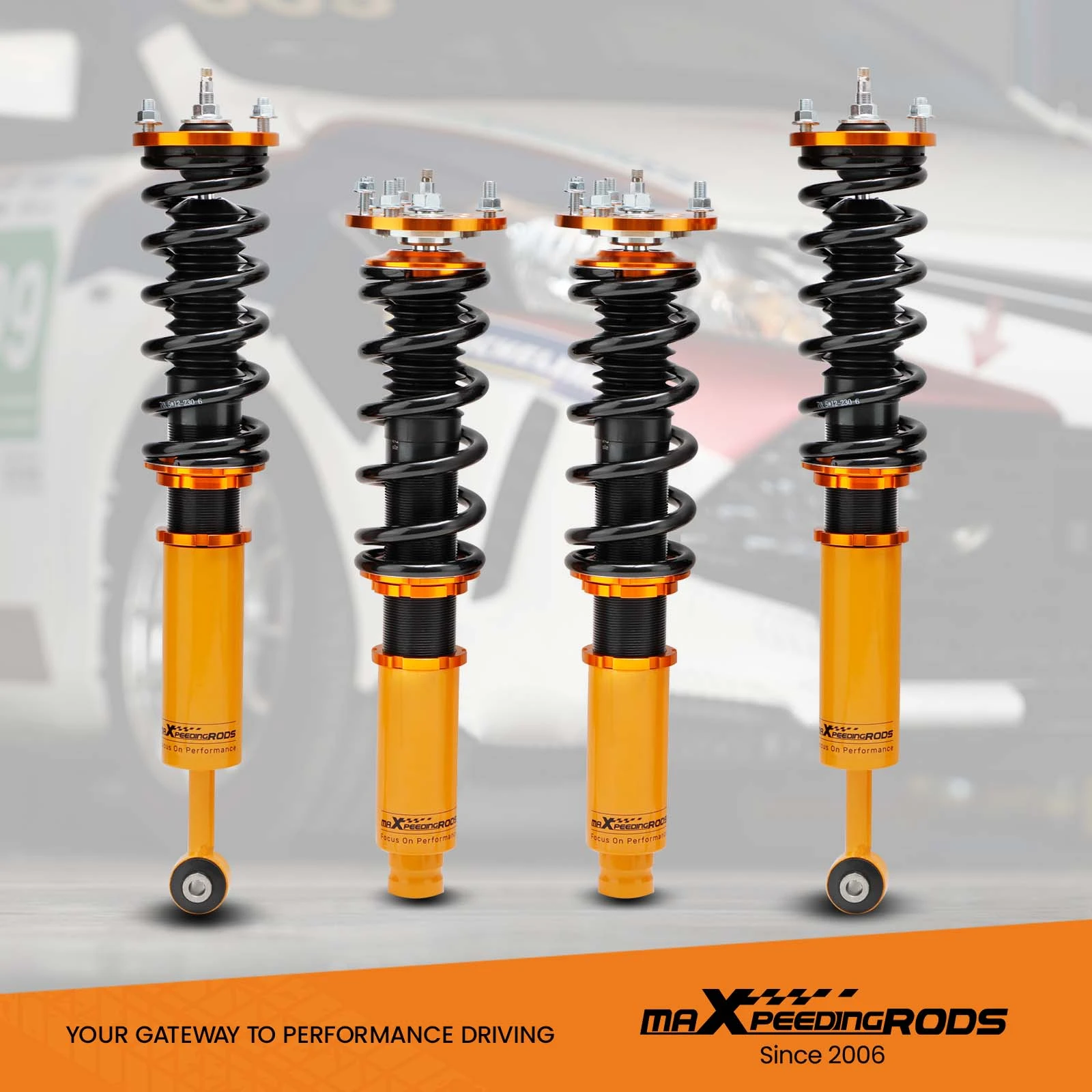 MaXpeedingrods Coilover For Honda Accord CR2/CR3/CT1/CT2 2013-2017, For Acura TLX 2015-2020, 24 Level Damper Adjustable Coilovers Suspension Kit, Height Adjustable Shock Absorber, Lowering Kit Gold
