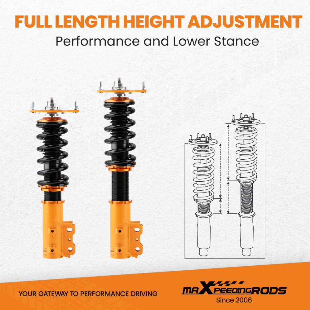 MaXpeedingrods Adj. Damper Adjustable Coilovers Kit compatible for Hyundai Veloster 12-18 lowering kit
