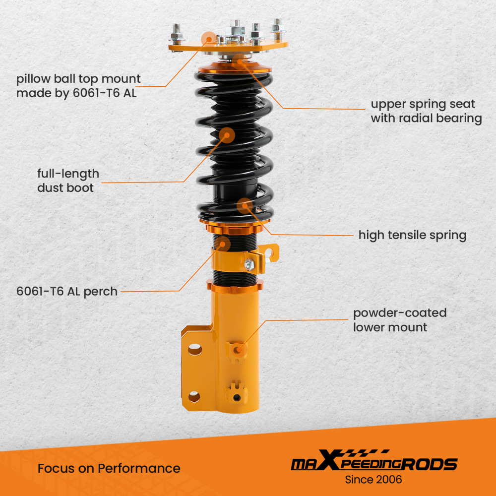 Coilovers Kit compatible for Hyundai Veloster 2012-2018 1.6L Adj. Height Shock Absorbers lowering kit