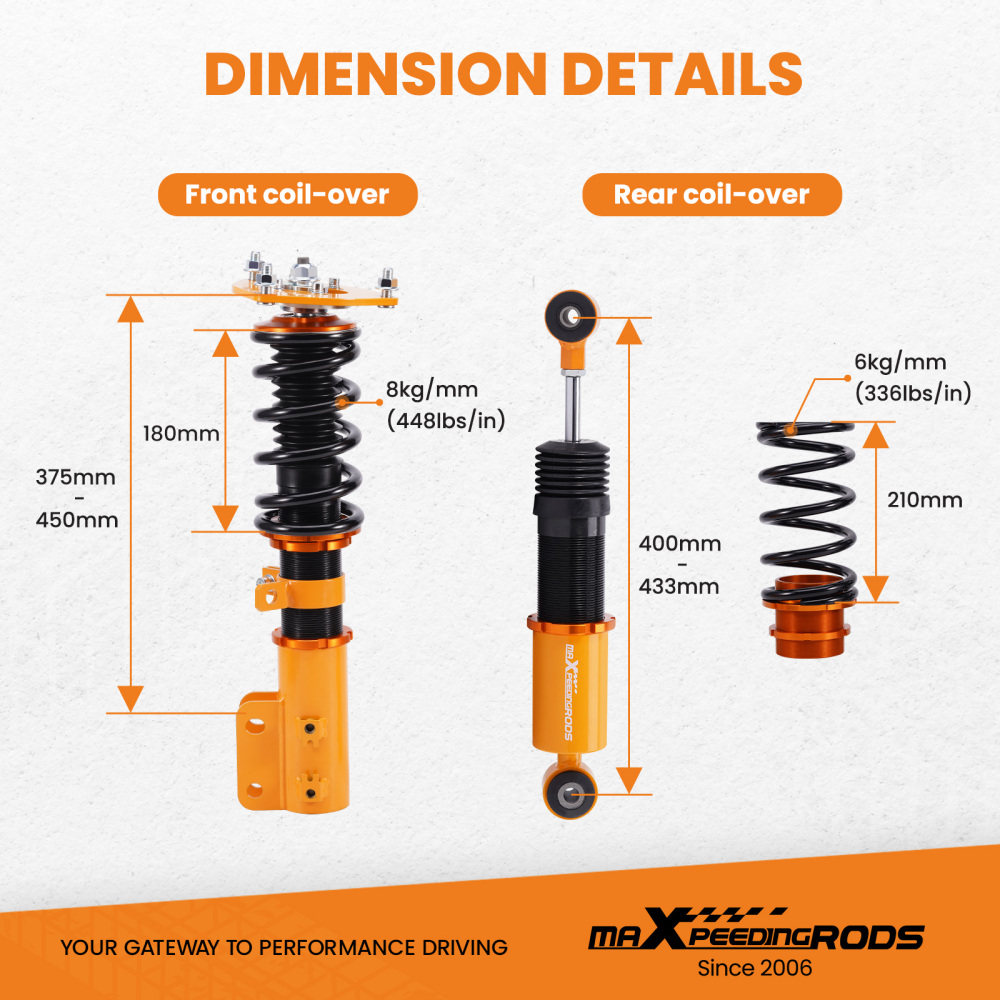 Coilovers Kit compatible for Hyundai Veloster 2013-2015 1.6L Adj. Height Shock Absorbers lowering kit
