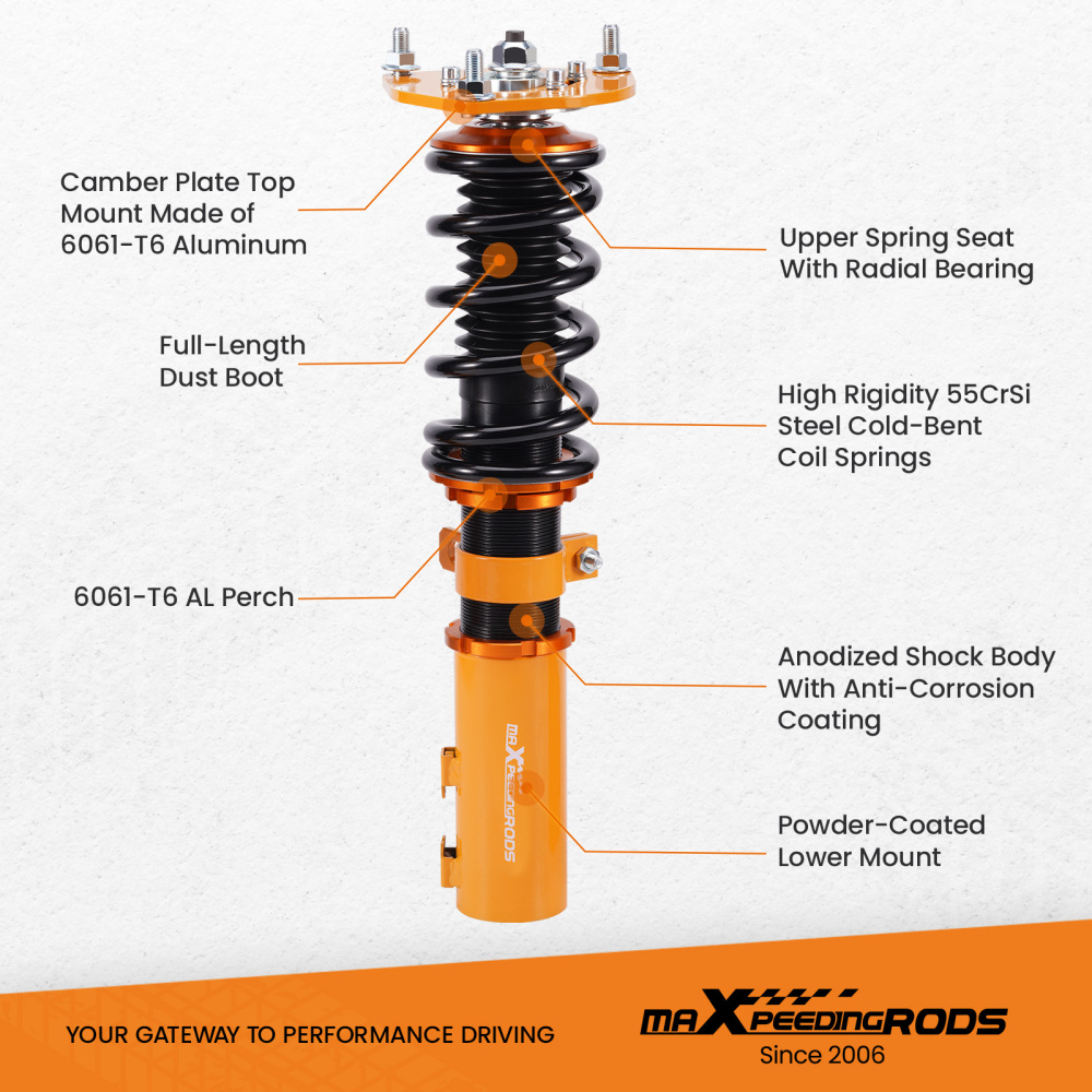 Coilovers Kit compatible for Hyundai Veloster 2013-2015 1.6L Adj. Height Shock Absorbers lowering kit
