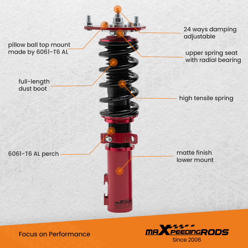 Coilovers Kit compatible for Hyundai Veloster 2013-2015 Adjustable Damper CoilsStruts