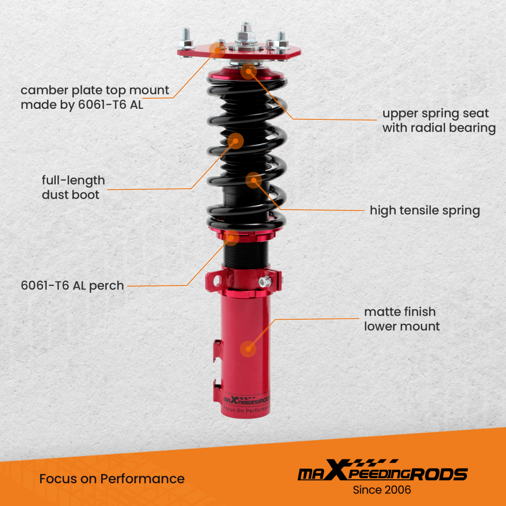 Full Coilovers Suspension Kit compatible for Hyundai Veloster 2012-18 Adj. Height lowering kit