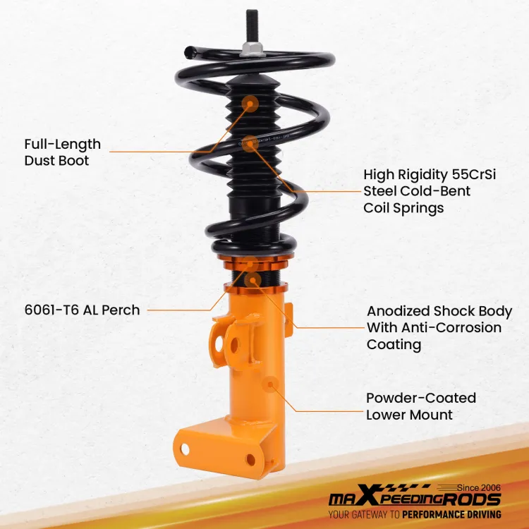 EMUSA 200-Lb Street Rod Rear Coil Over Shock Set – Black Coated Springs, Pair