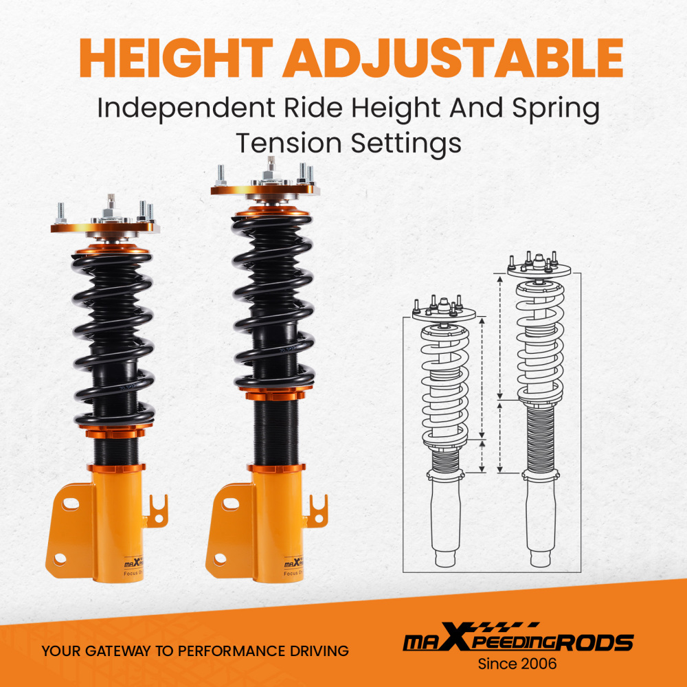 Coilovers Kits Compatible for Scion XB 2004-2006 Adj. Damper Shock Absorbers Struts compatible for Toyota Echo 2000-2005 lowering kit