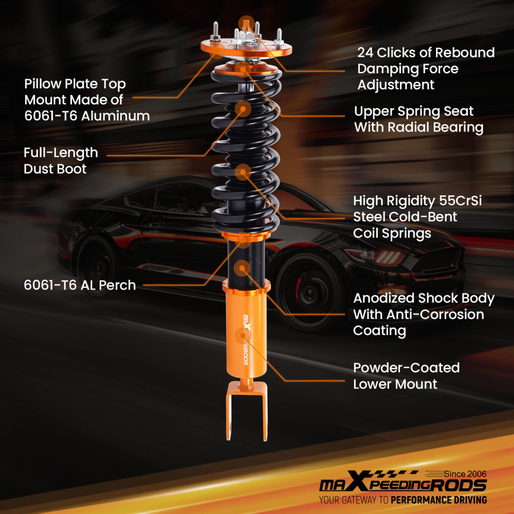 MaXpeedingrods Adjustable Coilovers Lowering Kit compatible for Jaguar XF 09-15 Front Fork