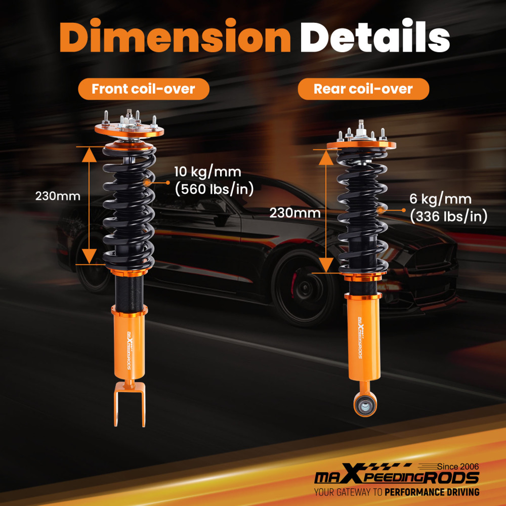 MaXpeedingrods Adjustable Coilovers Lowering Kit compatible for Jaguar XF 09-15 Front Fork