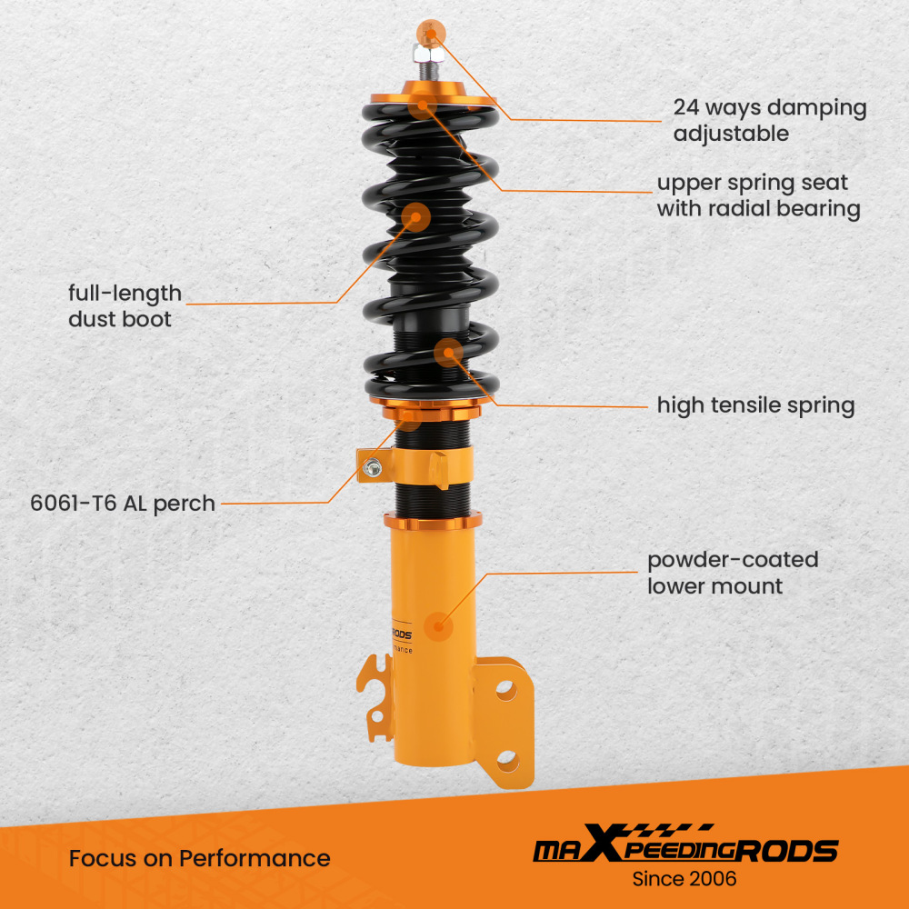 Coilovers Shock Strut Kit compatible for Toyota Yaris 13-17 24 Levels Adj Damper Suspension