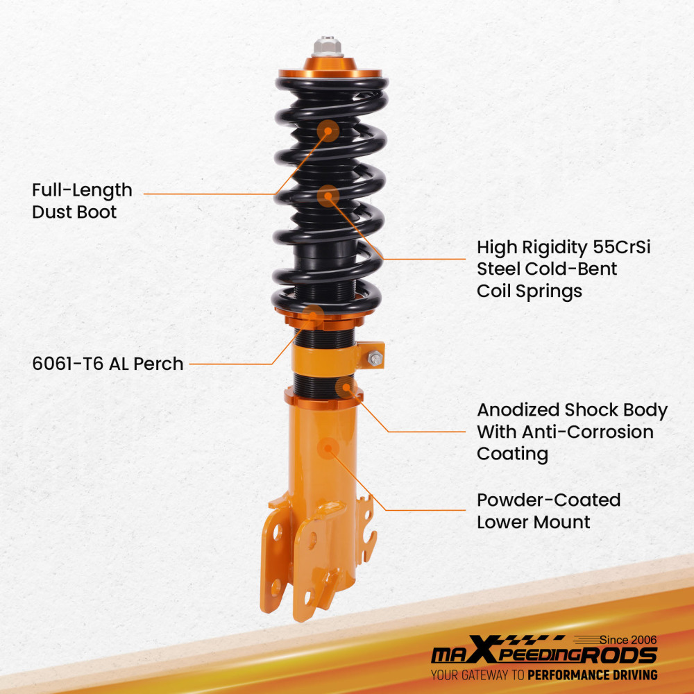 MaXpeedingrods Street Coilovers Lowering Kit compatible for Toyota Yaris Sedan / Vois 2013