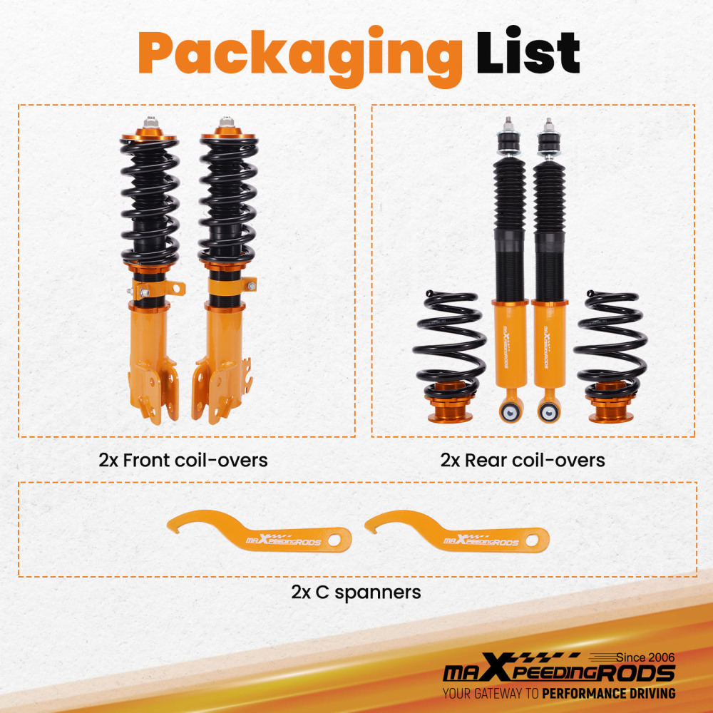 MaXpeedingrods Street Coilovers Lowering Kit compatible for Toyota Yaris Sedan / Vois 2013