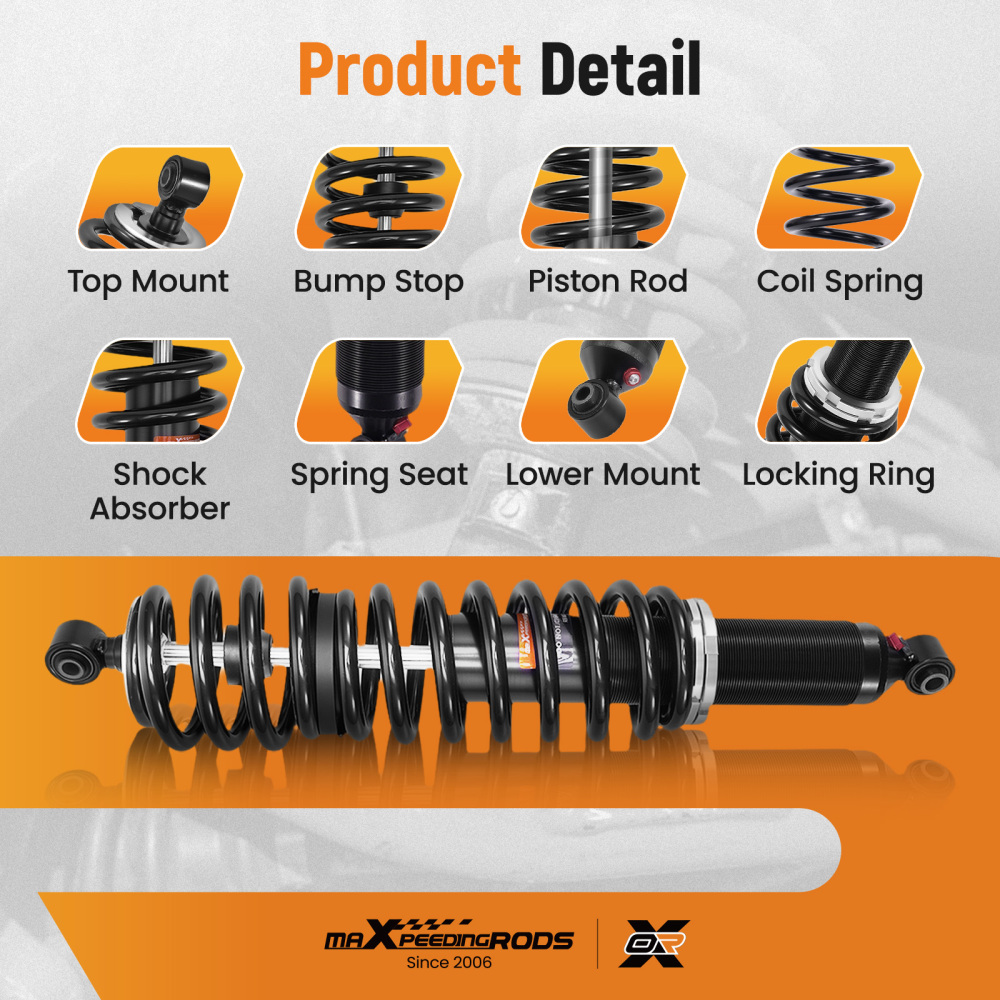 2x Rear Shocks Strut Absorber Kit compatible for Polaris RZR 570 2012-2022 EPS LE EPS EFI