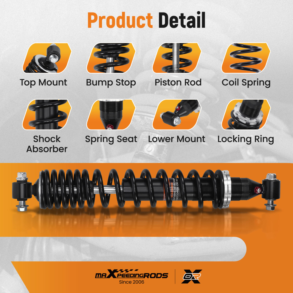 2x Front Shocks Strut Absorber Kit compatible for Yamaha Raptor 660 2001-2005 YFM660R