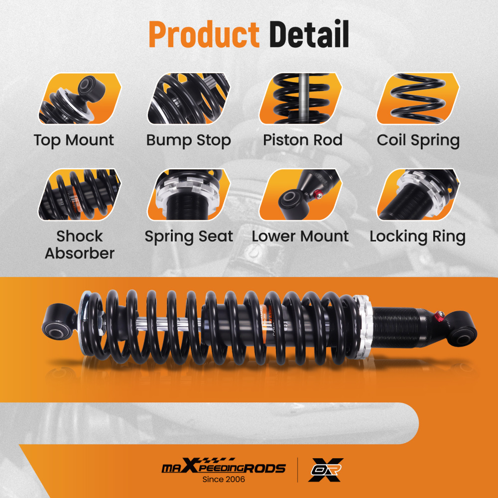 2x Front Gas Shock Strut Absorbers compatible for Yamaha Rhino 450 2006-2009 YXR450F