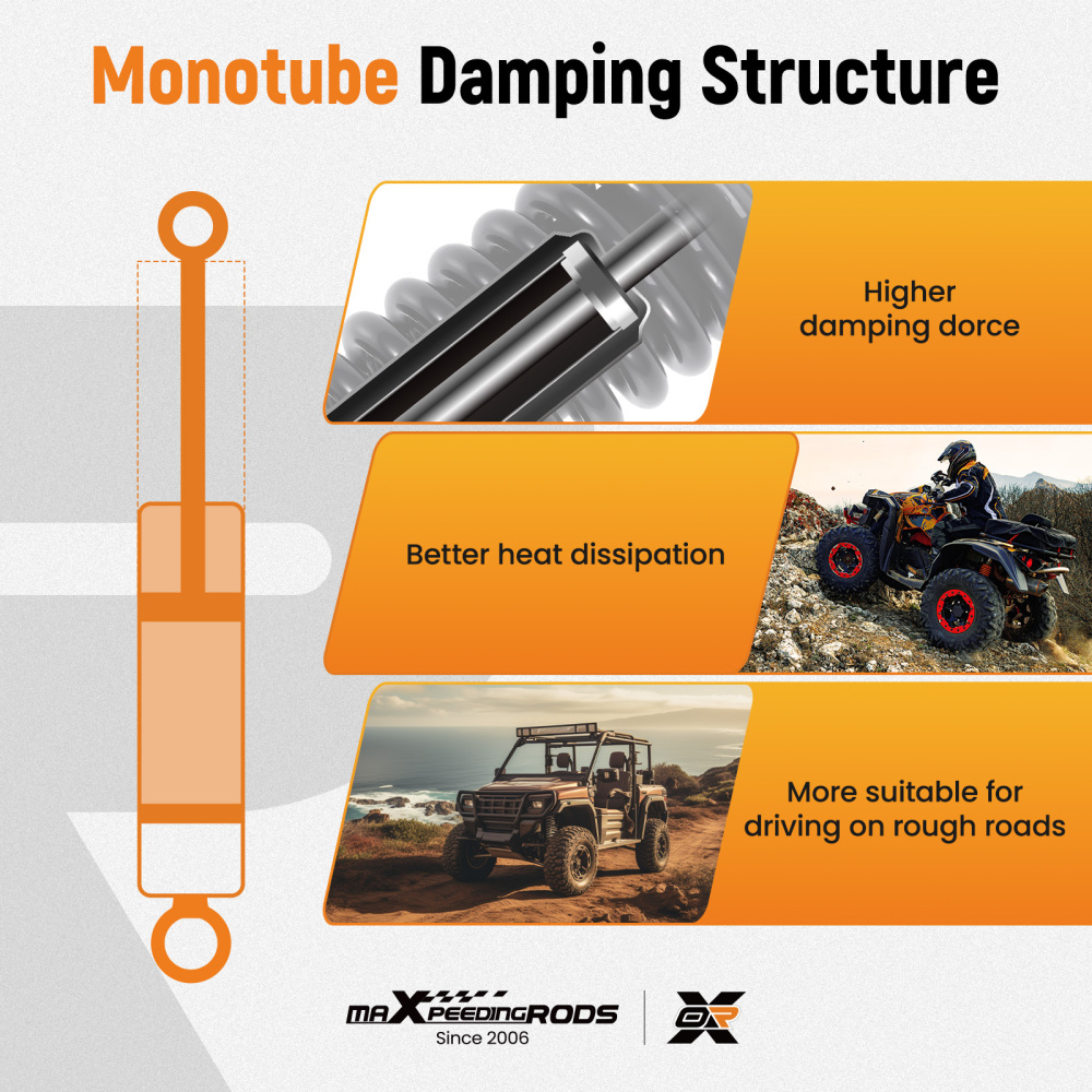 2x Rear Shocks Strut Absorber Kit compatible for Yamaha Rhino 450 660 4x4 2005-2009