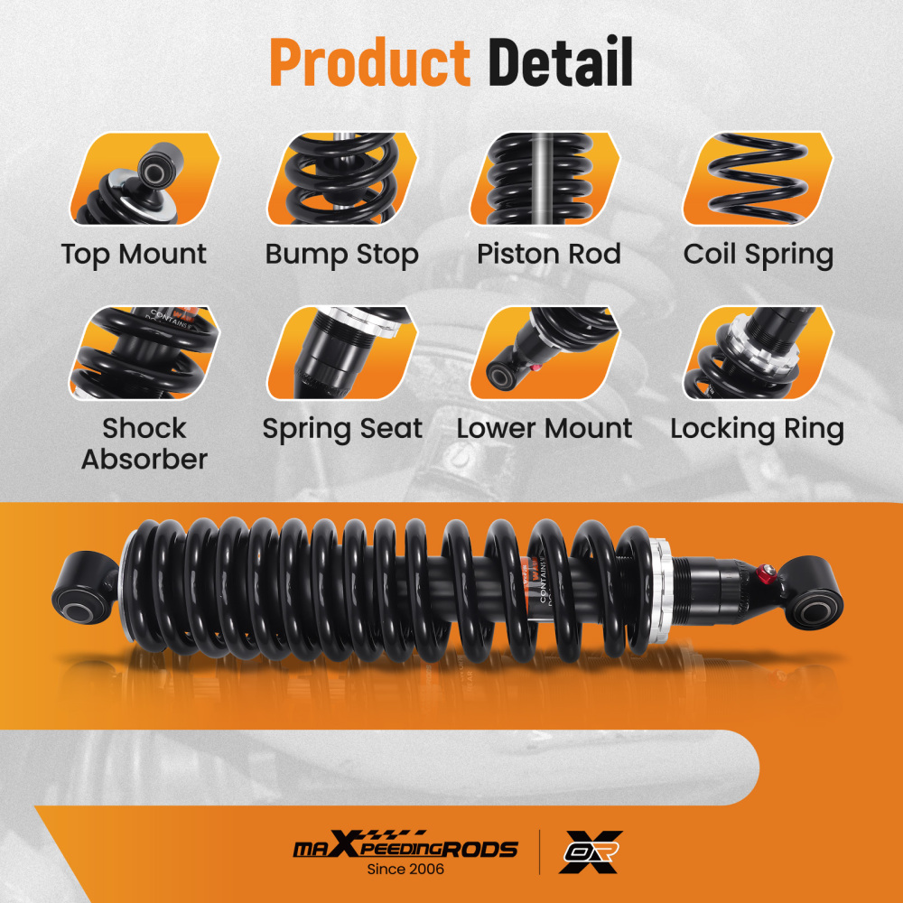 2x Rear Shocks Strut Absorber Kit compatible for Yamaha Rhino 450 660 4x4 2005-2009