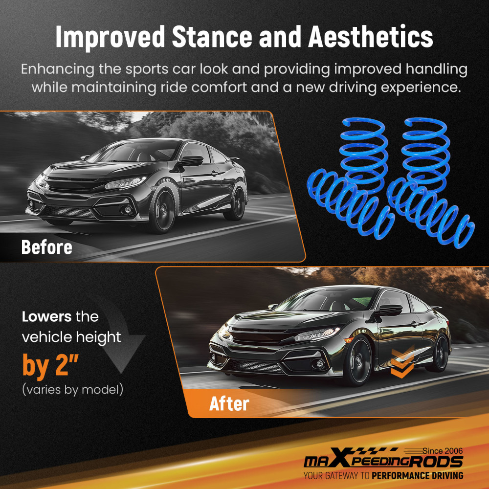 MaXpeedingrods Lowering Sport Springs compatible for Toyota Camry FWD (XV70) 2018-2024