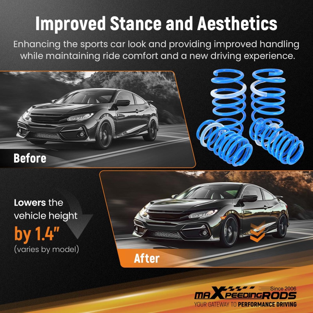 MaXpeedingrods Lowering Springs compatible for HONDA CIVIC FG4 2DR/4CYL SI 2012-2015