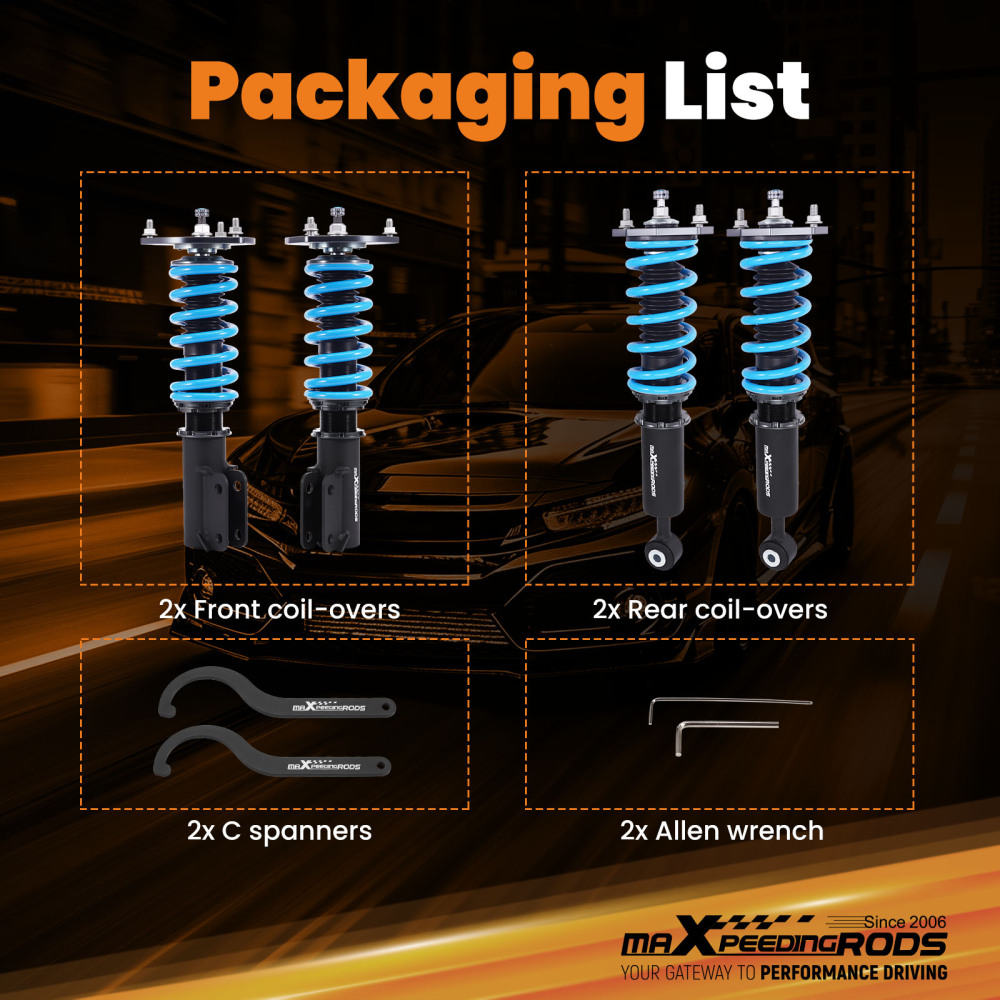 MaXpeedingrods COT6 Coilover 24 Way Damper Shock compatible for Mitsubishi 3000GT compatible for FWD 91-99