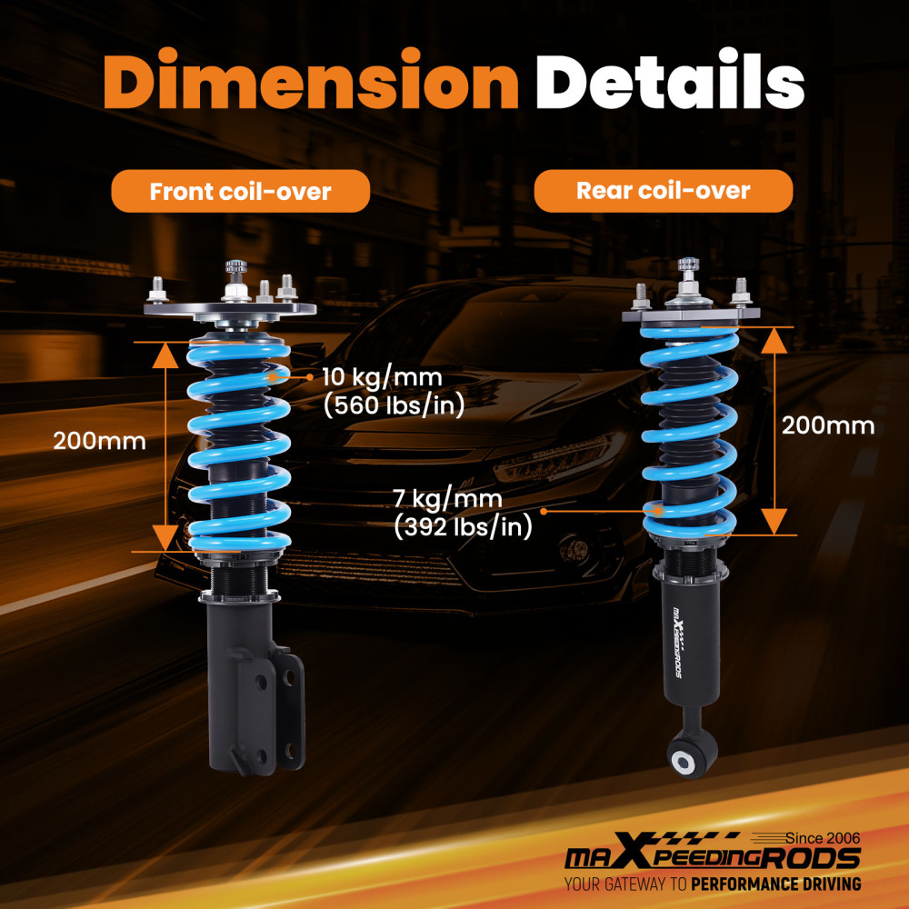 MaXpeedingrods COT6 Coilover 24 Way Damper Shock compatible for Mitsubishi 3000GT compatible for FWD 91-99