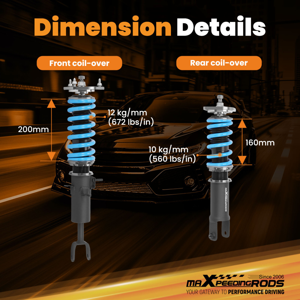 24 Click Damper Coilovers compatible for Nissan 350Z 03-08 compatible for Infiniti G35 Coupe Sedan 2003-06Lowering Kit