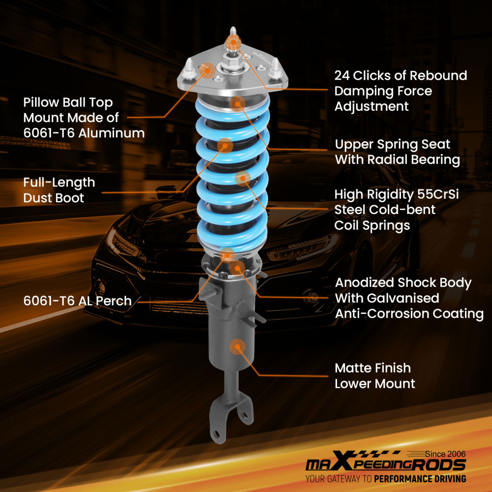 24 Click Damper Coilovers compatible for Nissan 350Z 03-08 compatible for Infiniti G35 Coupe Sedan 2003-06Lowering Kit