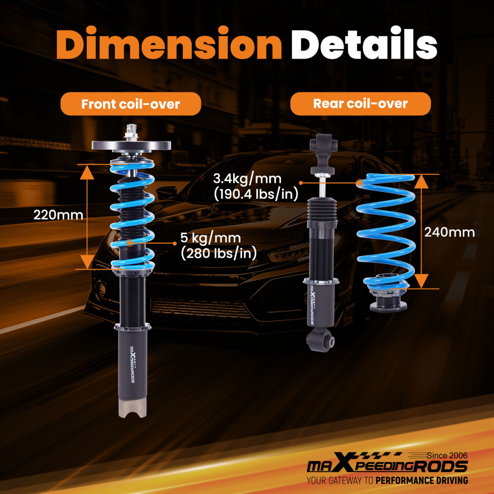 24 Step Damper Coilovers Suspension Struts compatible for Volvo 740 85-92940 91-98 RWD