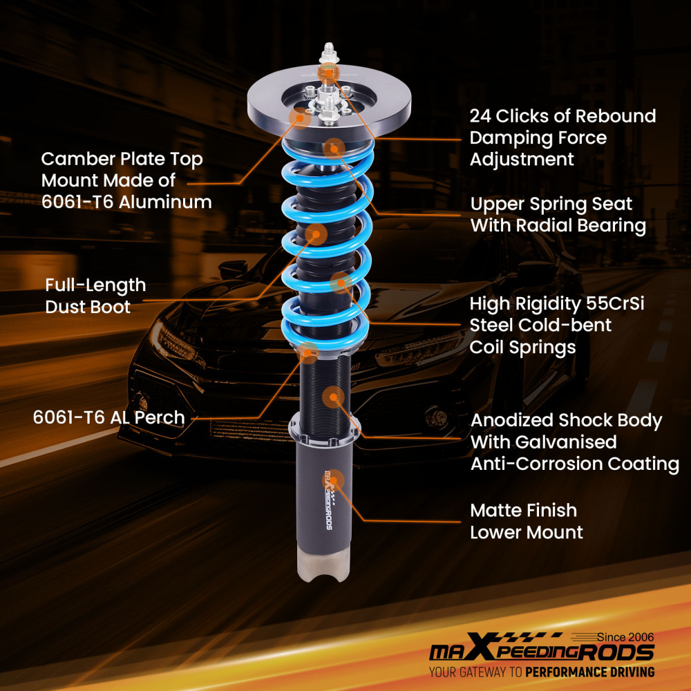24 Step Damper Coilovers Suspension Struts compatible for Volvo 740 85-92940 91-98 RWD