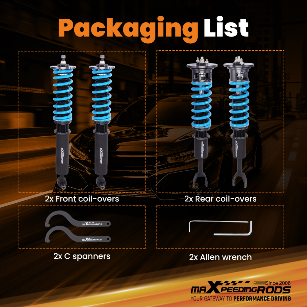 Coilovers 24 Way Adjustable Lowering Kit compatible for Audi A4 B5 compatible for FWD 1995-2001