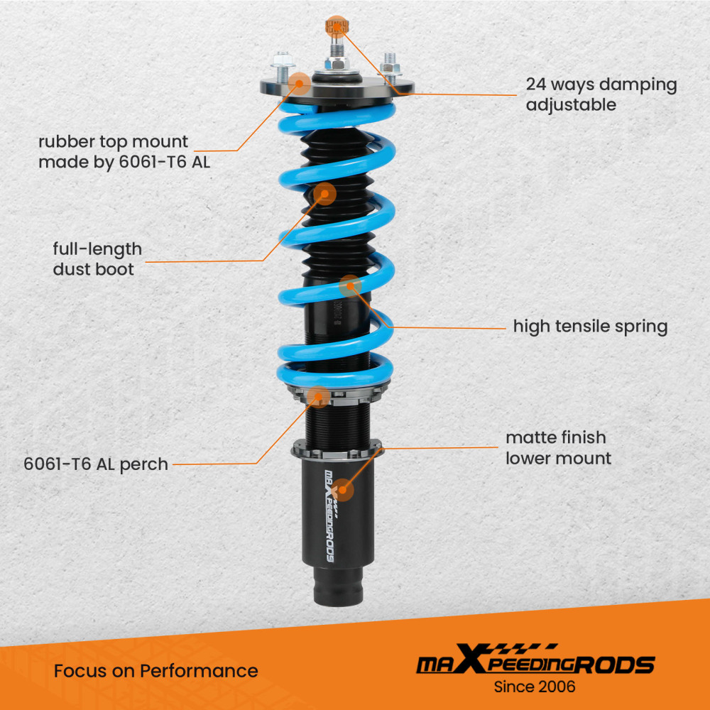 24 Level Adjustable Coilovers Suspension compatible for Honda Accord 08-12 /Compatible for Acura TSX 09-14 Lowering Kit