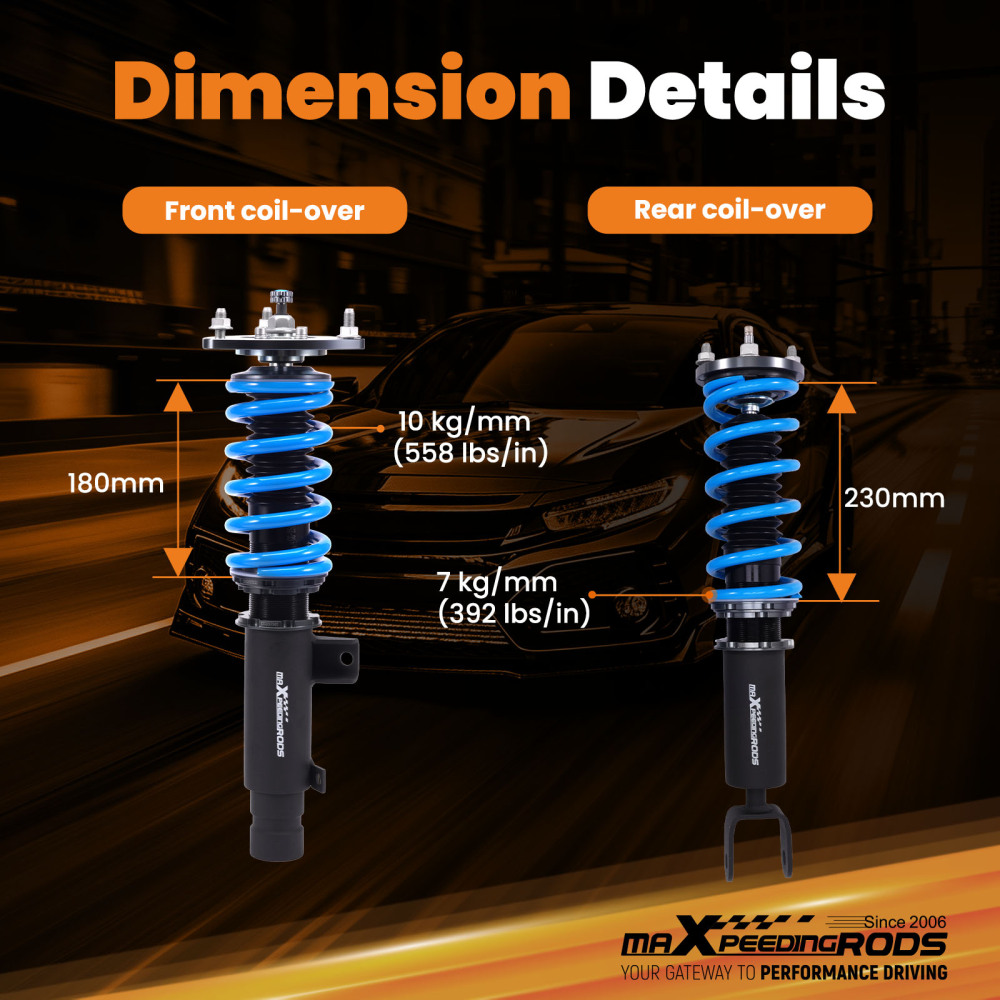 MaXpeedingrods Coilovers 24 Way Damper Suspension Kit compatible for Honda Accord 2013-2017