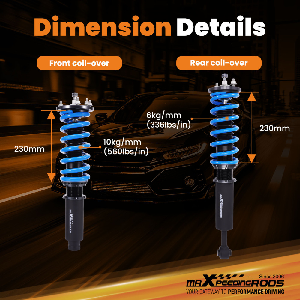MaXpeedingrods COT6 24 Way Coilovers compatible for Honda Accord 98-02 compatible for Acura TL 01-03 CL