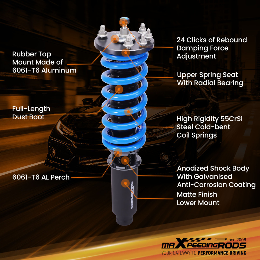 MaXpeedingrods COT6 24 Way Coilovers compatible for Honda Accord 98-02 compatible for Acura TL 01-03 CL