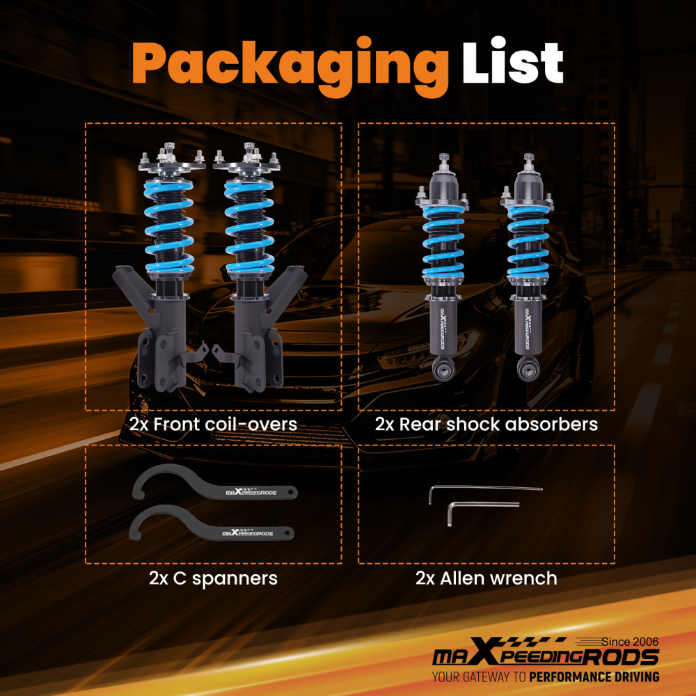 maXpeedingrods T6 Advanced Series Coilovers Kit compatible for Honda Integra DC5 2001-2006 compatible for Acura RSX 2002-2006 Lowering Kit