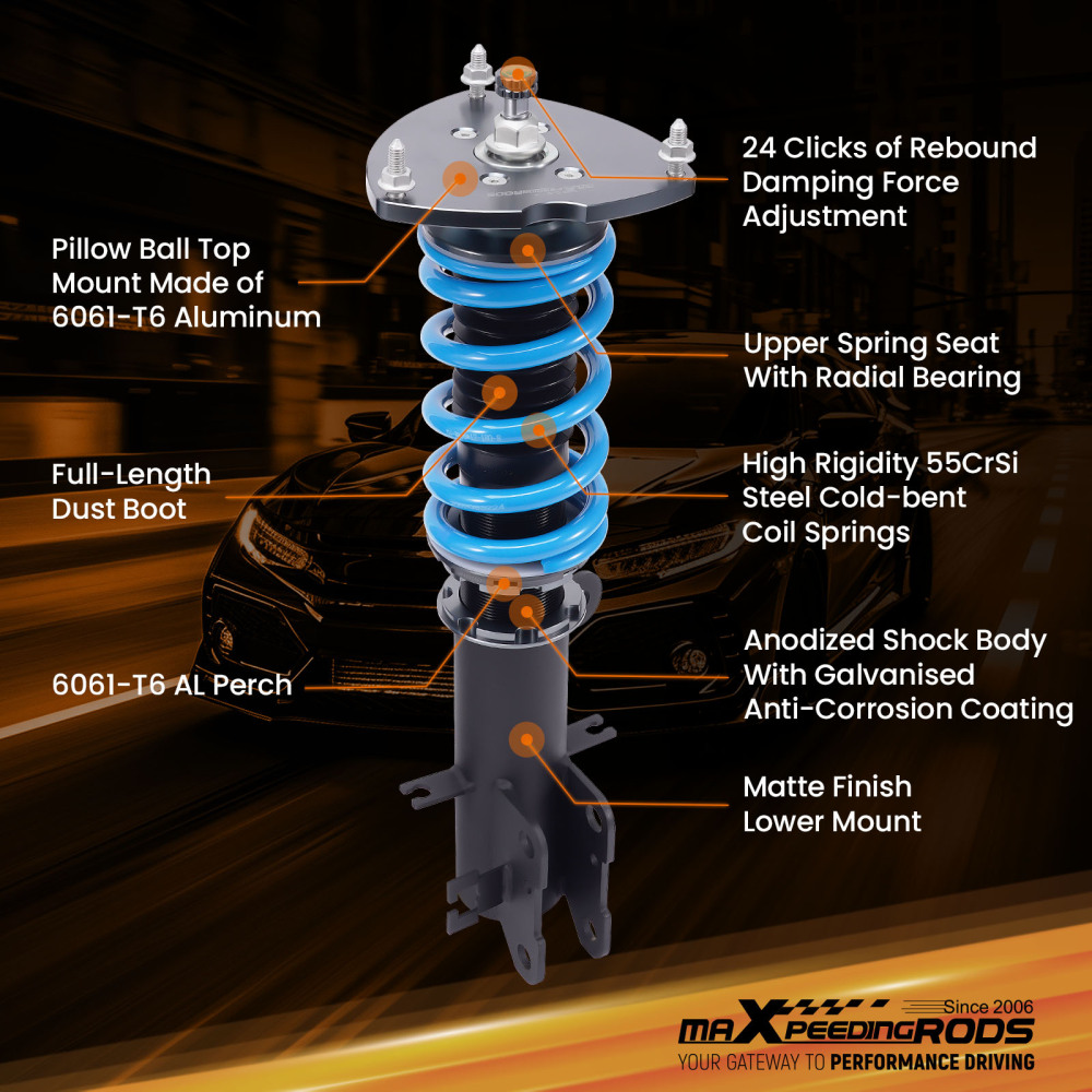 Compatible for Nissan Altima 07-13 Maxima 09-14 MaXpeedingrods COT6 Coilovers Lowering Kit 