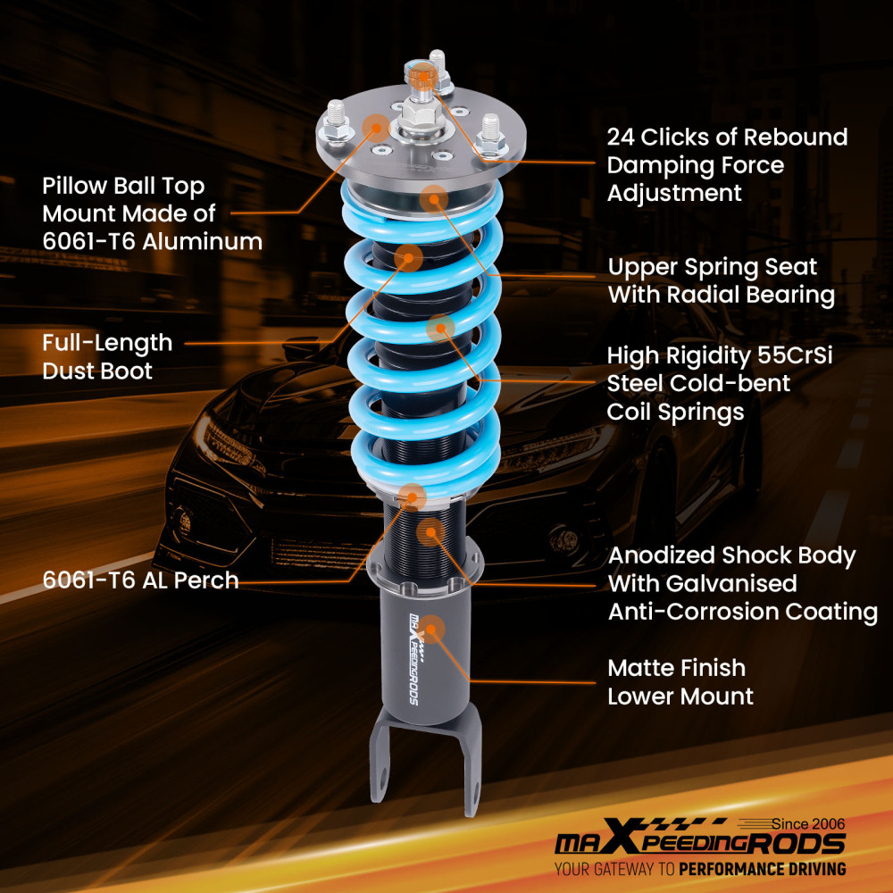 maxpeedingrods 24 Ways Damper Coilover compatible for Ford Falcon BA sedan BF sedan 02-08