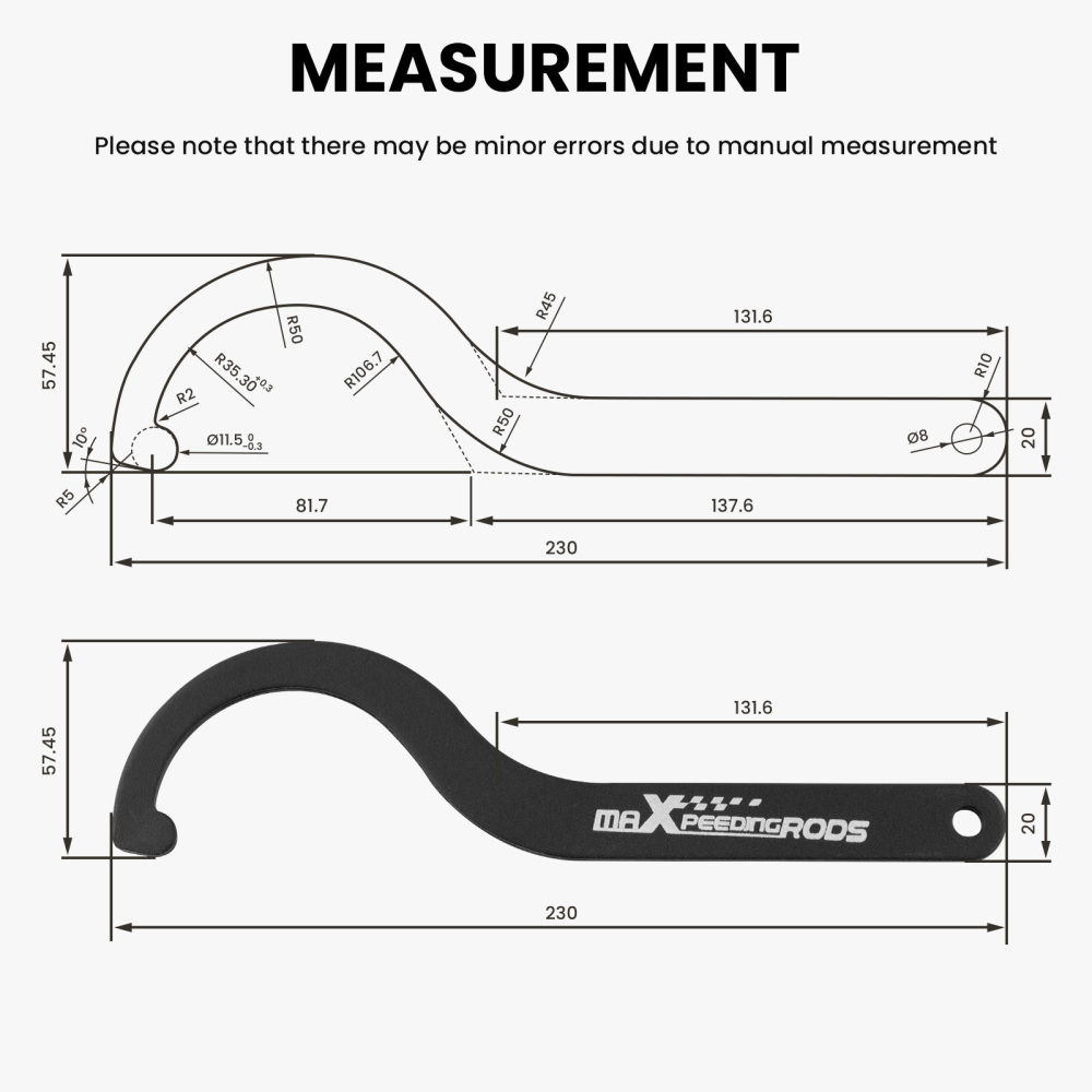 2pcs Steel Coilover C Spanner Wrench Sleeve Adjustment Tool Coil Over Spring lowering kit