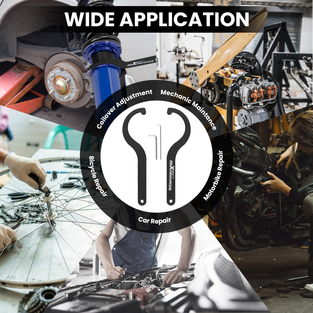 2pcs Steel Coilover C Spanner Wrench Sleeve Adjustment Tool Coil Over Spring lowering kit