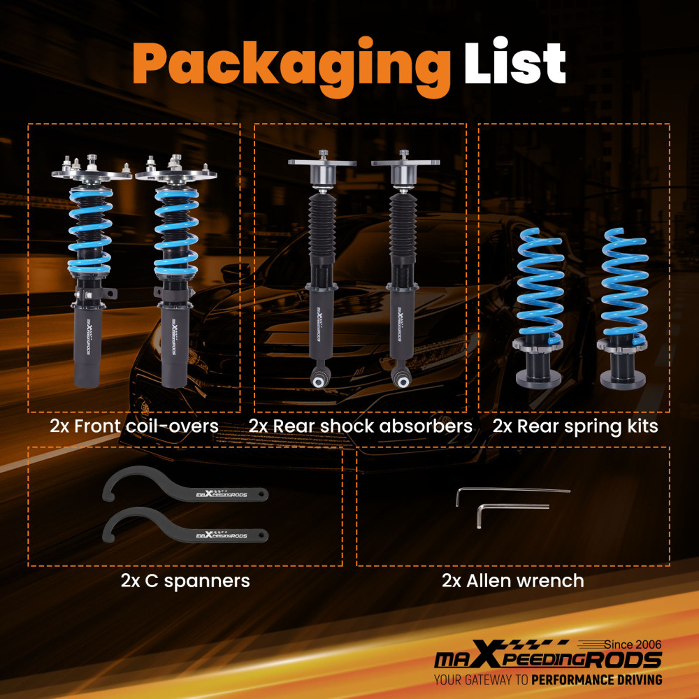 24 Level Damping Coilovers Suspension Kit compatible for BMW 3 Series F30 328i 335i 2012-18