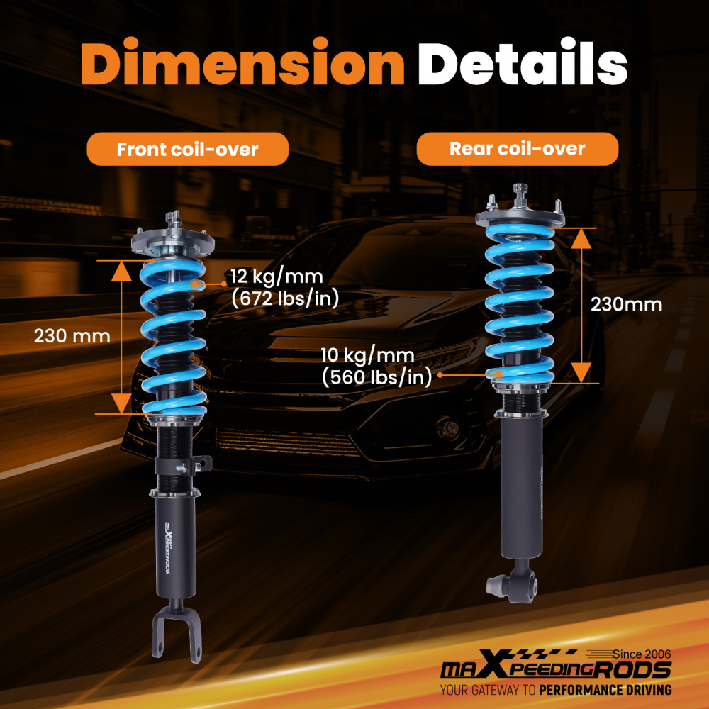 MaXpeedingrods T6 Coilovers Kit compatible for BMW 5 Series F10 520i 523i 520d 535d 10-16