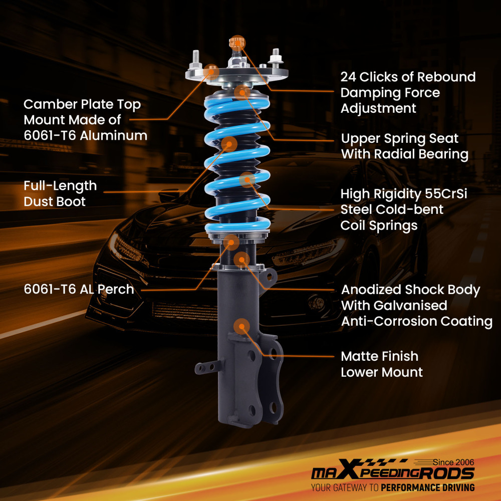 Compatible for Dodge Caliber 2007-2010 MaXpeedingrods T6 Coilovers Suspension Lowering Kits