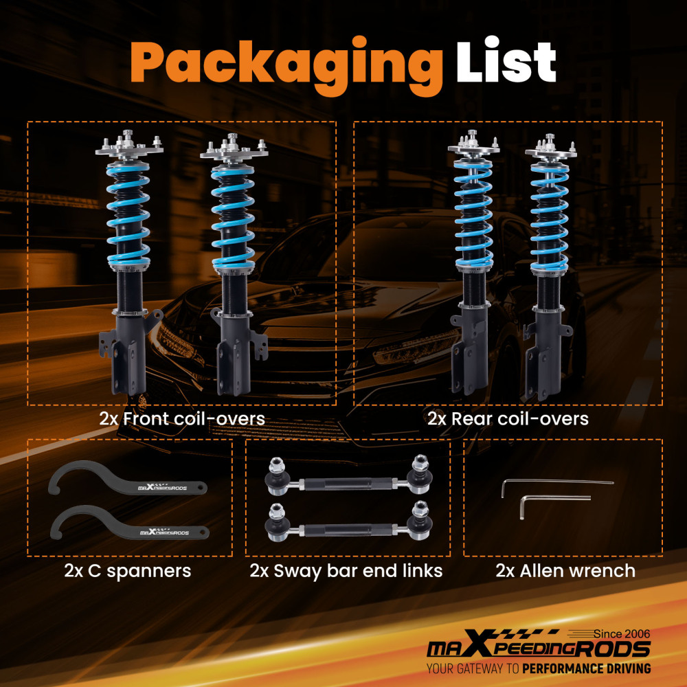 Coilovers compatible for Toyota CAMRY AVALON 2007-2011 24Ways Adj.Coil Spring Shocks Struts Lowering Kit