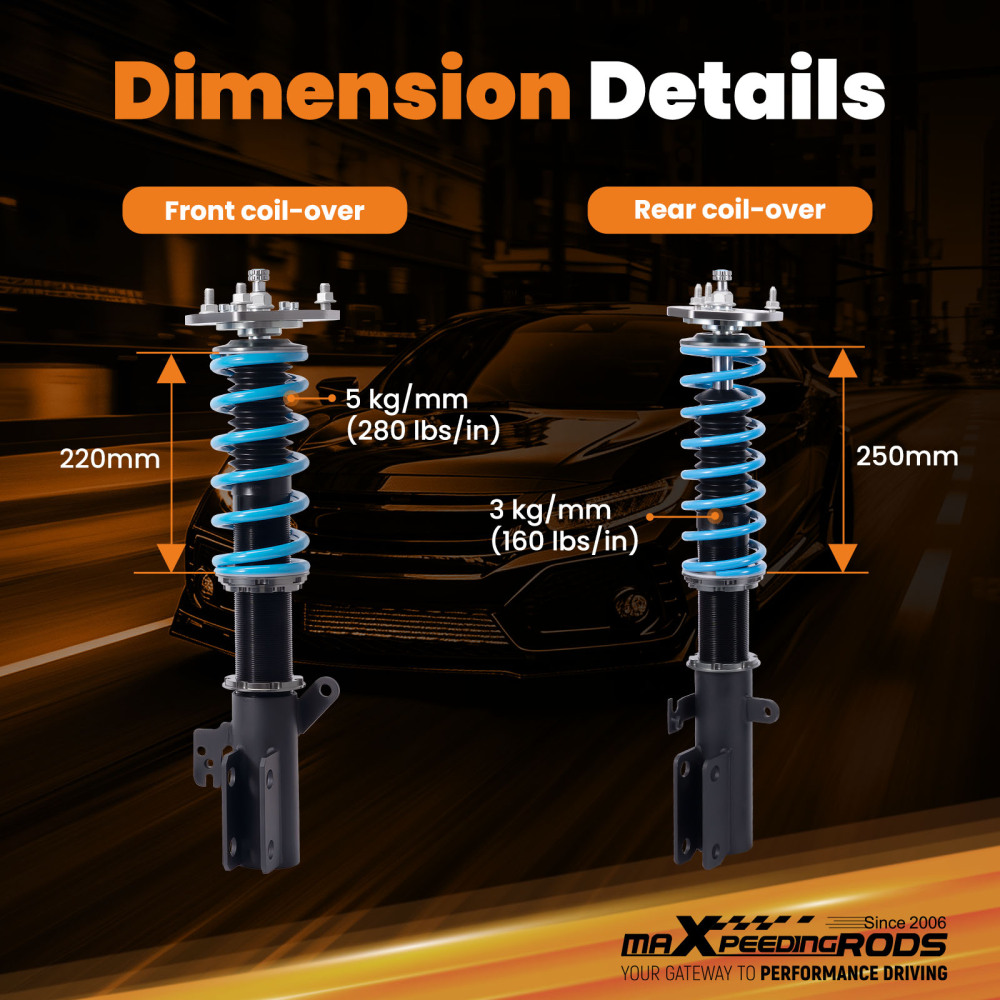 Coilovers compatible for Toyota CAMRY AVALON 2007-2011 24Ways Adj.Coil Spring Shocks Struts Lowering Kit