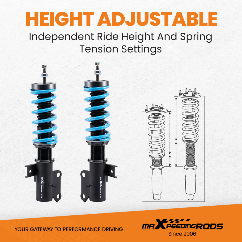 24-Way Damper Adjustable Coilovers Suspension Kit compatible for Chevrolet Camaro 10-15