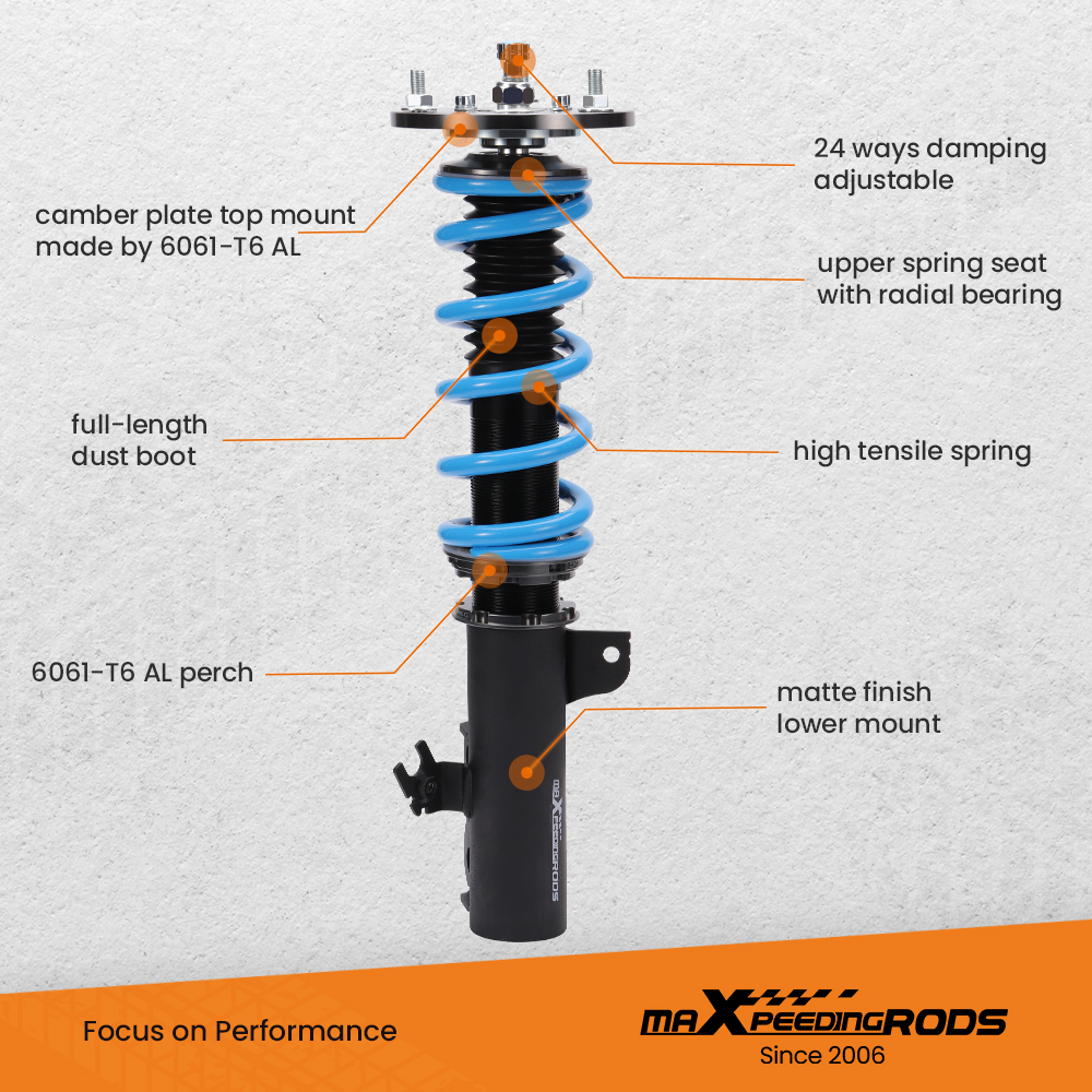 24 Way Damper Coilover Suspension Kit compatible for Toyota Camry 92-01 compatible for Lexus ES300 92-01 Lowering Kit