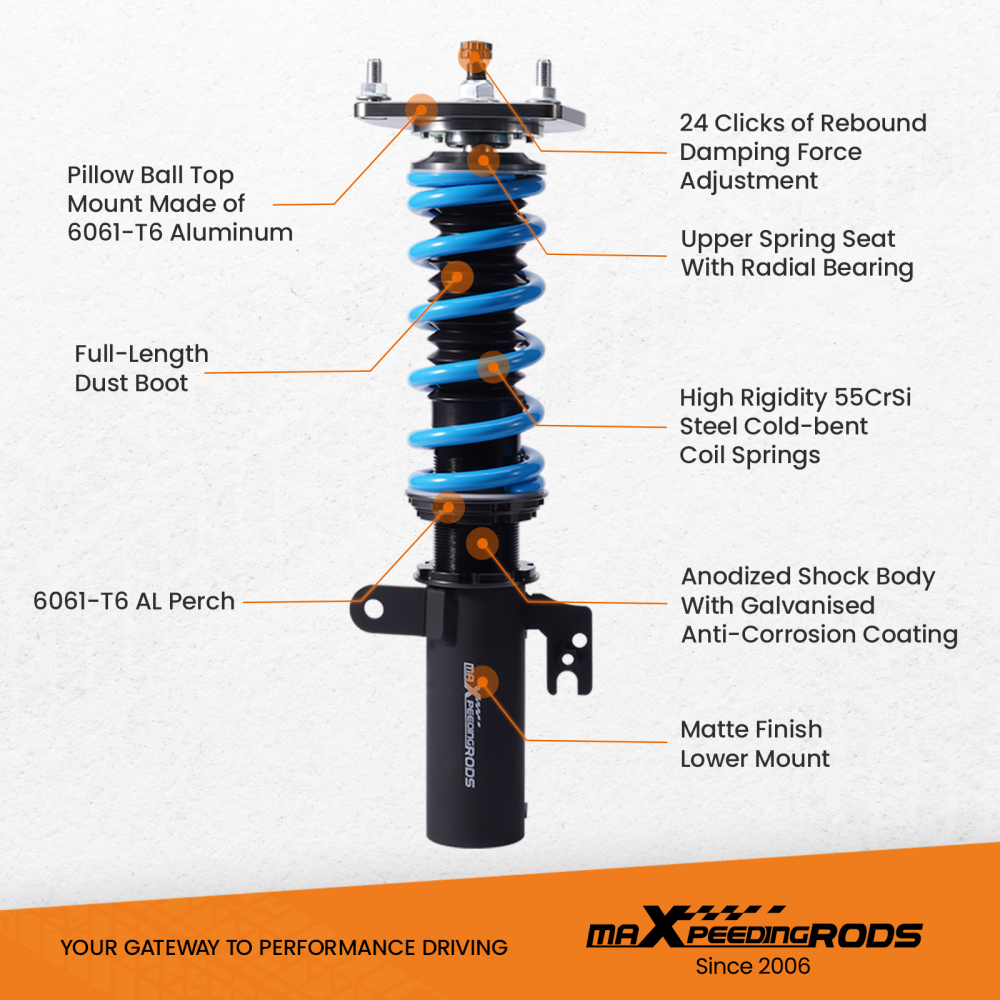 Compatible for Toyota Camry L/LE/XLE 12-17 24 Step Damper Coilovers Shocks Lowering Kit